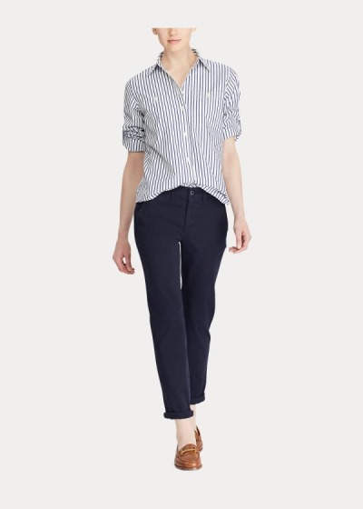 Women's Ralph Lauren Striped Cotton Pocket Shirts | 473689KGA